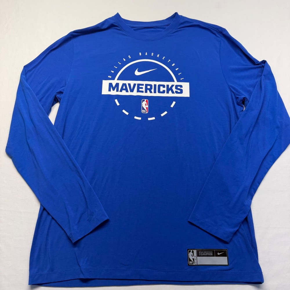 Nike Dallas Mavericks Authentic Practice Long Sleeve Tee L Blue Dri-FIT NBA